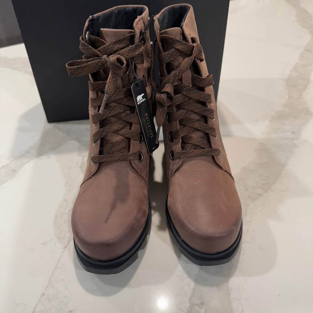 Sorel NWT Joan of Arctic Wedge III Lexie Boots Womens 8 Brown/Black Ankle Bootie - Picture 2 of 9